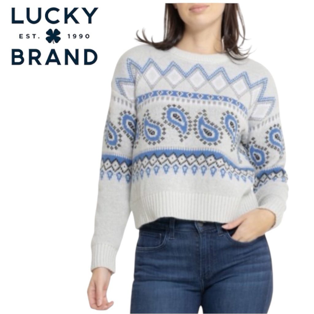 Nwt Lucky Brand Fair Isle Crew Neck Sweater